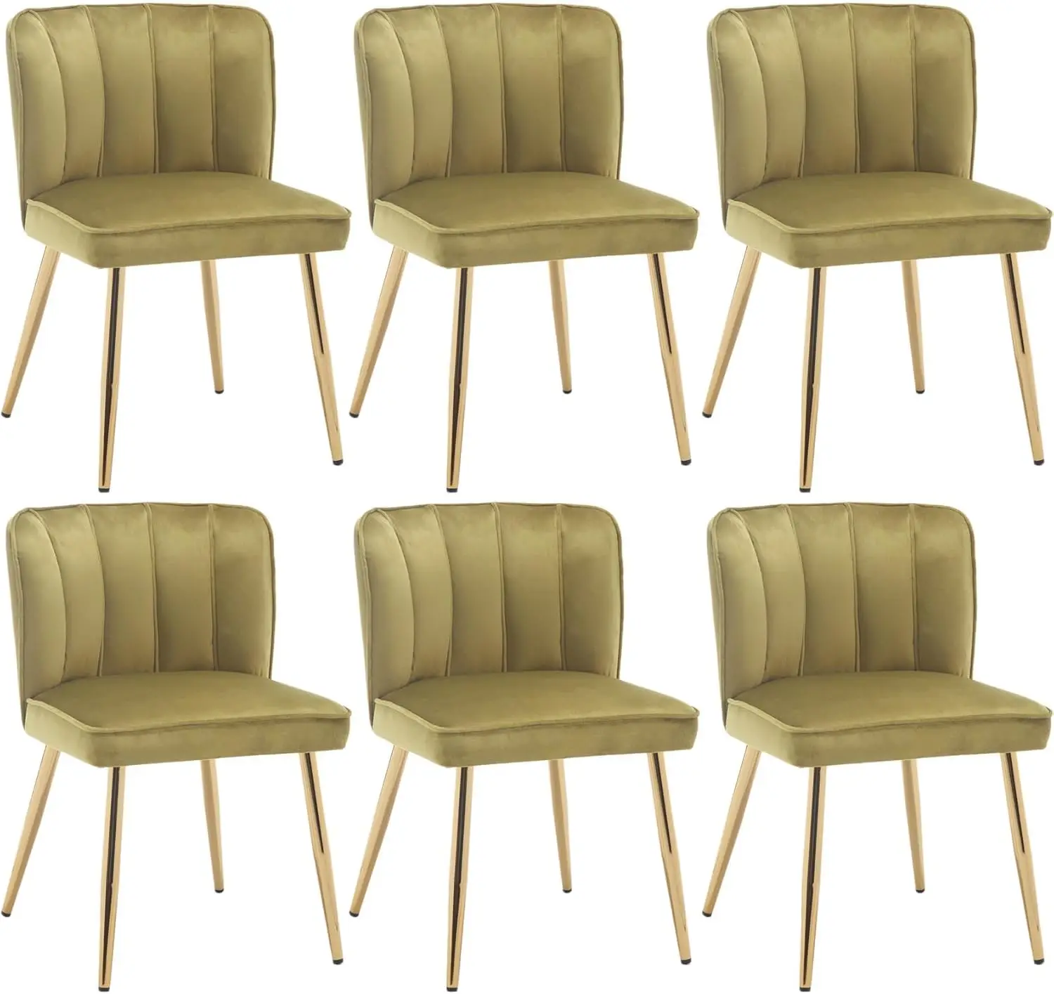 Modern Dining Chairs Set of 6 Velvet Upholstered Kitchen Chairs with Gold Legs Mid Century Accent Side Chair