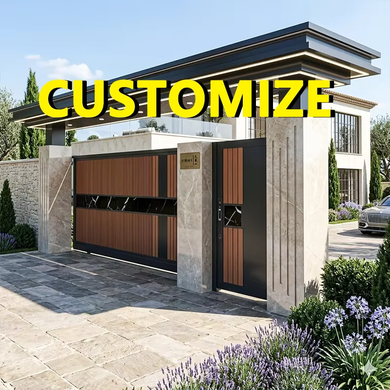 Any Size Custom Aluminum Automatic Folding Driveway Gate Villa Specific Low Maintenance Privacy Security Weatherproof Outdoor