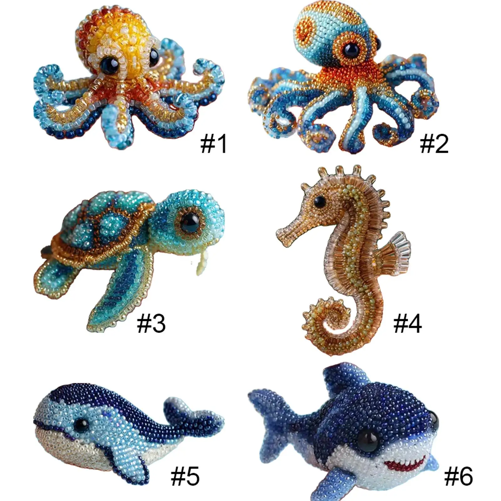 

Creative Beaded Embroidery Kit Multi-Purpose Ocean Beadwork DIY Kit Ocean-Themed Bead Embroider Suit Creative Handmade Gift