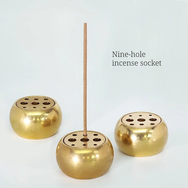 New Chinese Style Nine-hole Multi-hole Mini Creative Incense Stick Brass Sunken Incense Burner Zen Tray Do Not Accumulate Dust
