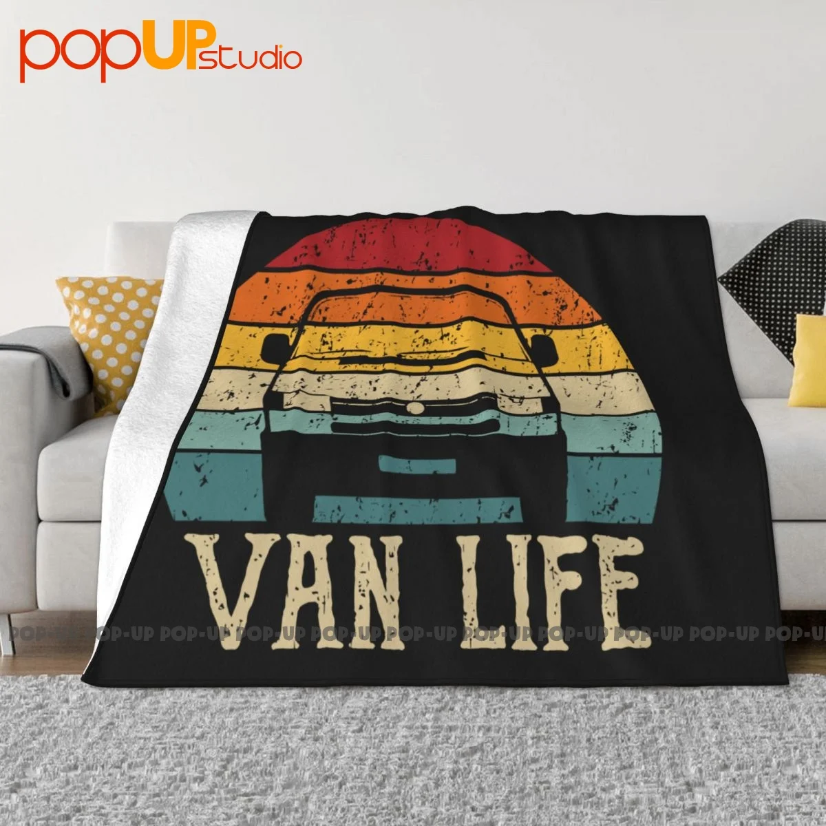 Vanlife Blanket Casual Sofa Bed Anti-Pilling Faux Fur Mink Camping Blanket