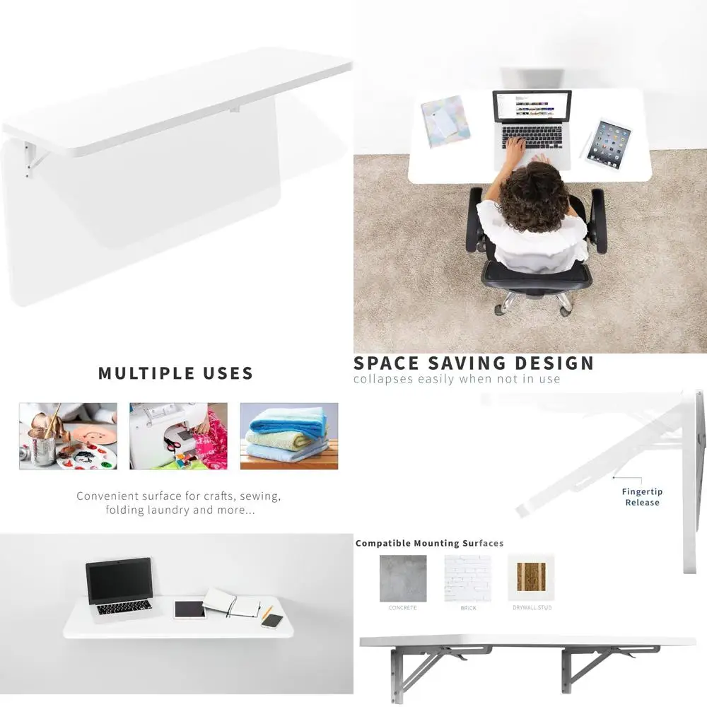 للطي 43 بوصة الحائط منضدة قابل للتعديل بين قوسين الأبيض أضعاف بعيدا الجدول محطة العمل الرف مكتب تخزين الحل