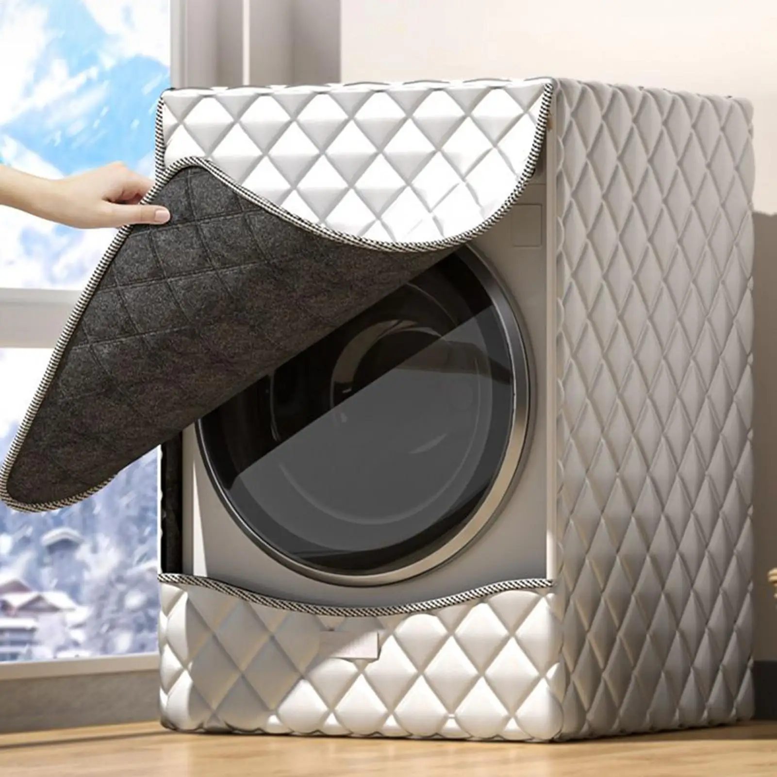 Waterproof Material Washing Machine Cover Anti-UV Coating Dustproof Design Washer Protector Cover Quilted Fabric