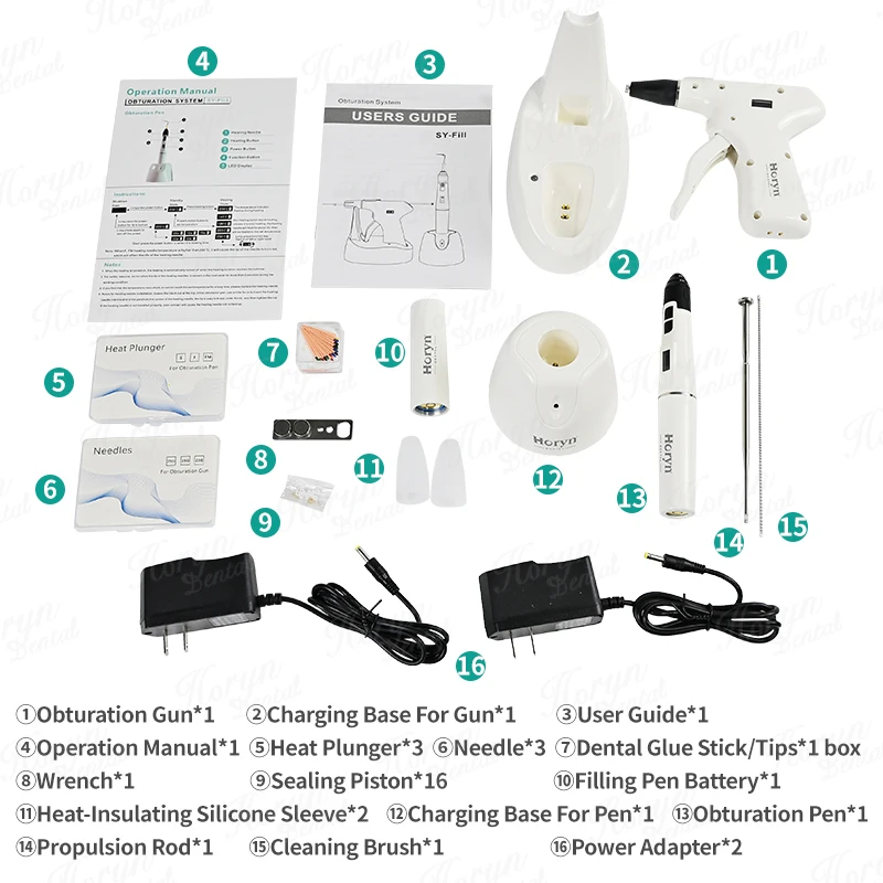 2 in 1 Dental Endo Obturation System Hot Melt Filling Gun Pen OLED LCD Display 4PCS Heating Tip Endodontic Dentistry Tools