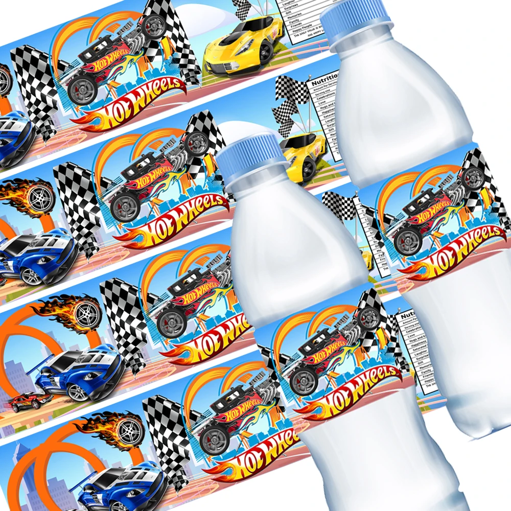 Hot Wheels Car Water Bottle Label Stickers Table Decoration Birthday Party Supplies for Boys Baby Shower Gifts Toys