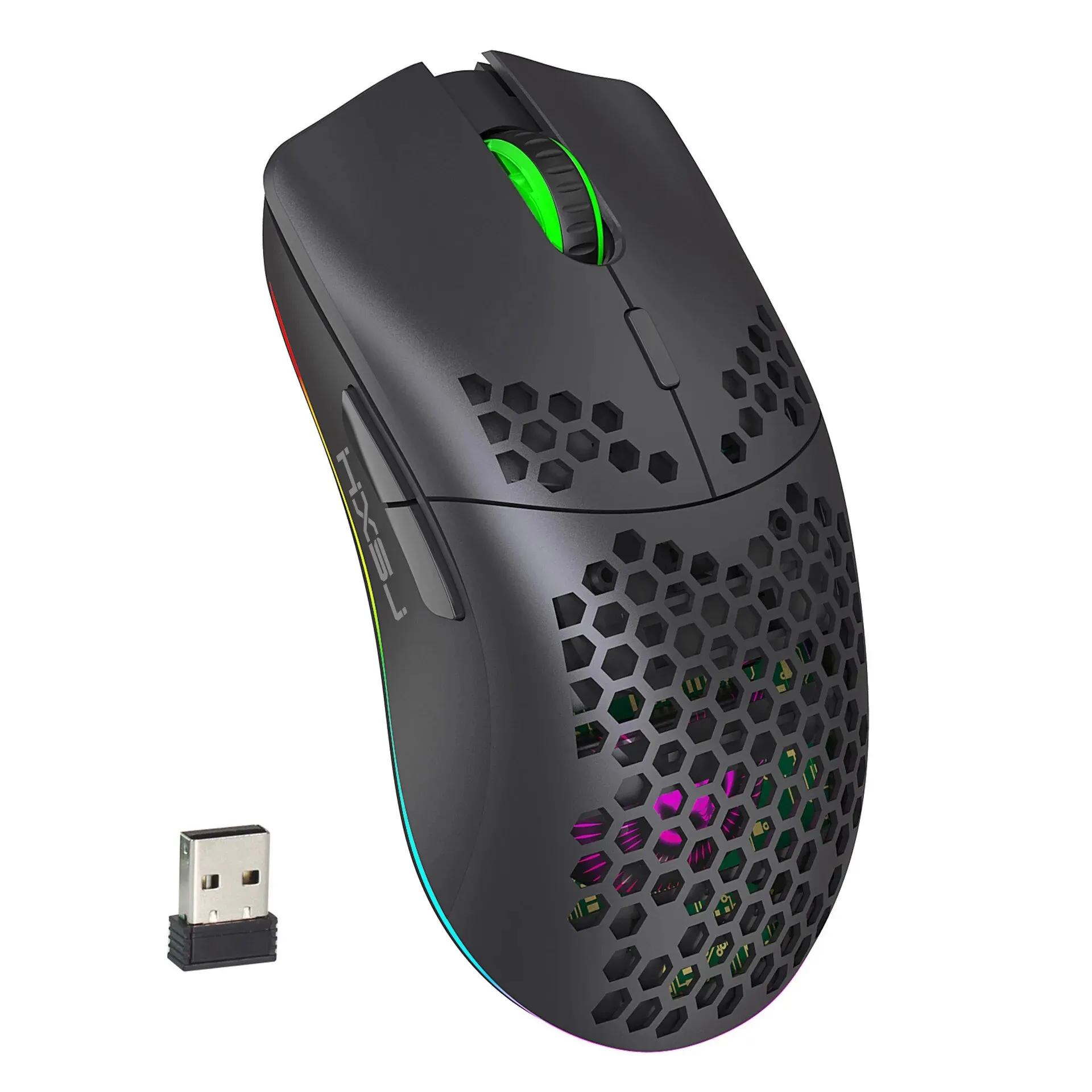 New T66 Rechargeable USB 2.4G Wireless Honeycomb Gaming Mouse RGB Lighting Mice Gamer Mouse For Notebook Desktop PC Computers
