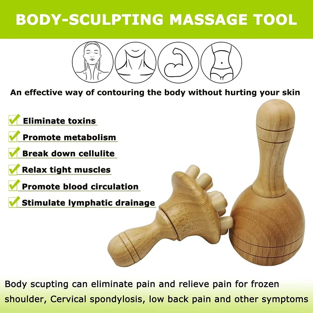 Wooden Swedish Massage Cup Mushroom Massager Wood Therapy Massage Tools for  Anti Cellulite,Lymphatic Drainage,Muscle Relaxation