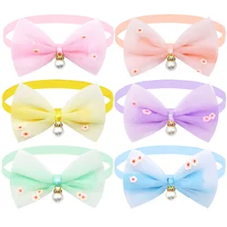 60pcs Spring Dog Bowties Cute Lace Pearl Bow Tie Neckties for Dogs Pets Adjustable Pet Grooming Dog Accessories For Small Dogs