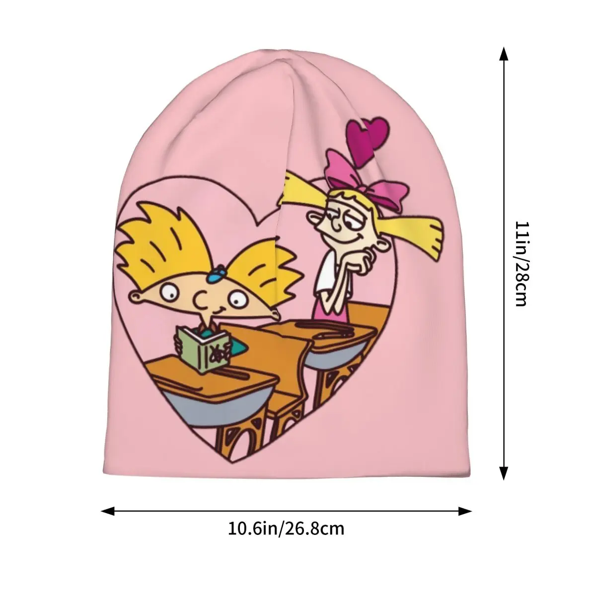 Hey Arnold! Beanies Helga Pataki Heart Beanies Caps Men Vintage Warm Thermal Elastic Bonnet Knit Hat