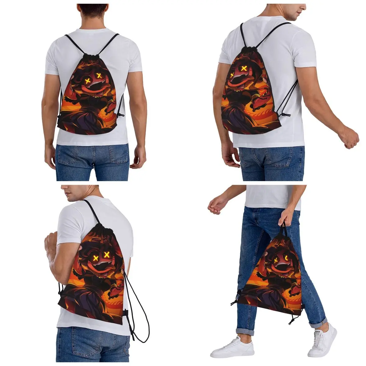 Murder Drones Cartoon Anime Backpacks Multi-function Drawstring Bags Shoes Bag Book Bags for Man Woman School