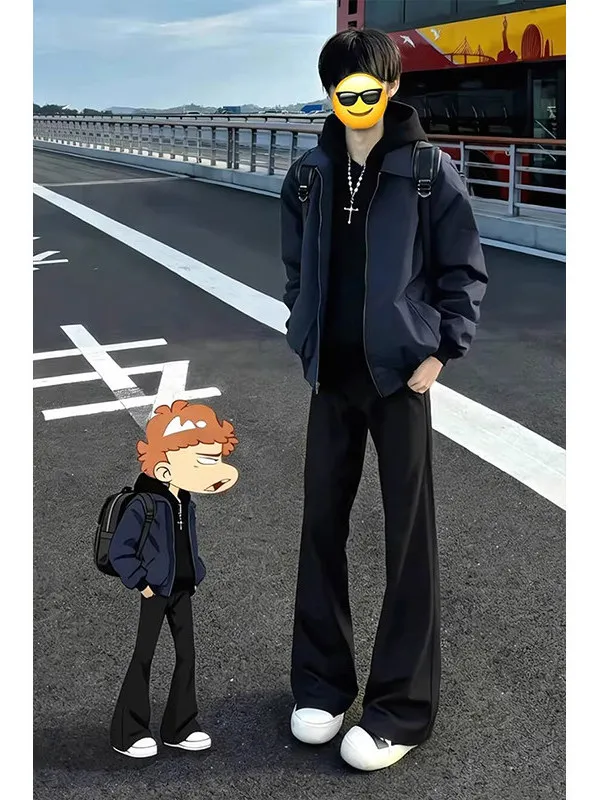 

Cleanfit Bla Bell Bot Men's Trousers Autumn Winter Fce Straight Knife Pants Youth Casual Pure Color Long Trousers