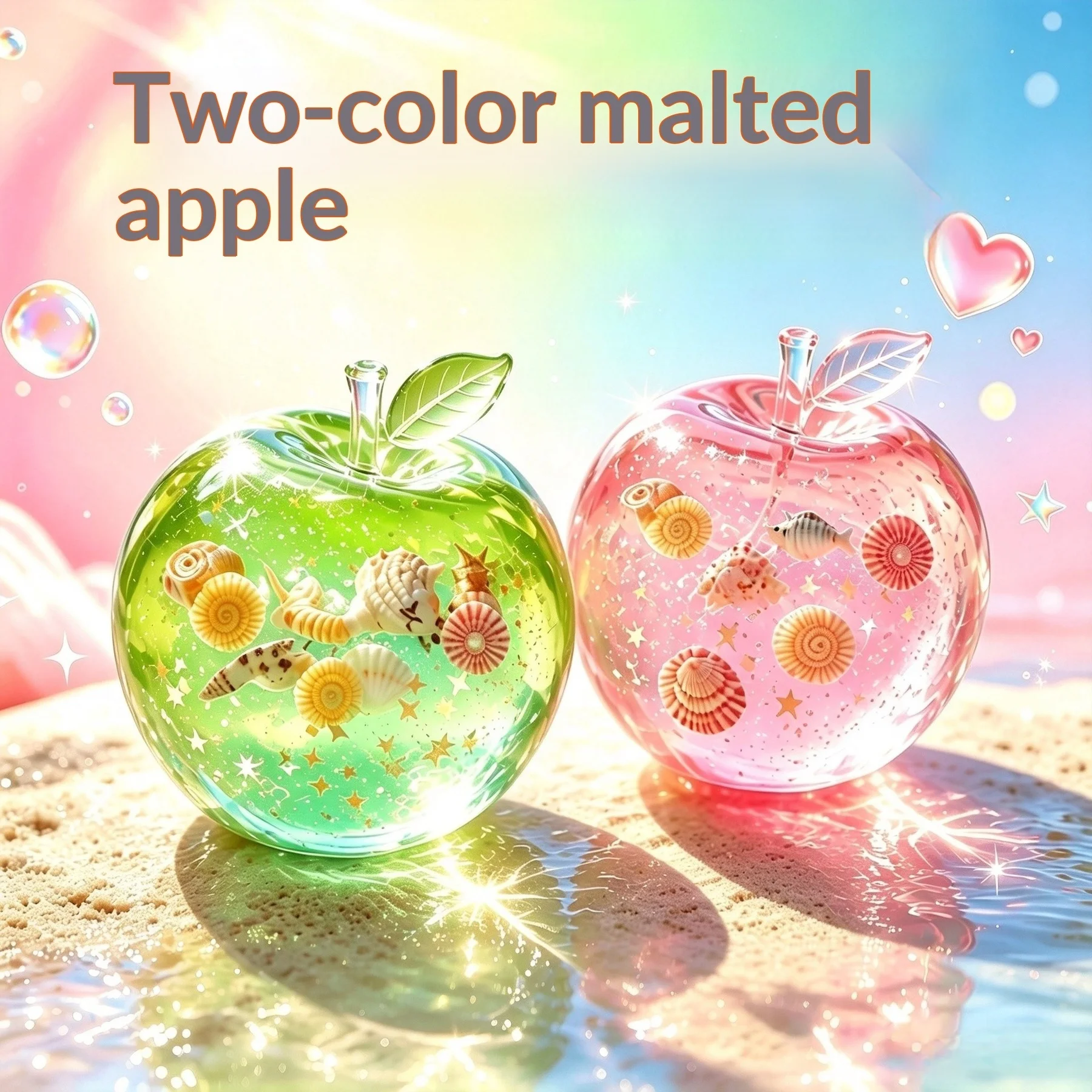 Squishy Fruit Apple Fidget Toy Ocean Shells Squeeze Stress Relief Hand Toy Anti-Anxiety Stretchy Slow Rising Toy Creative Gift