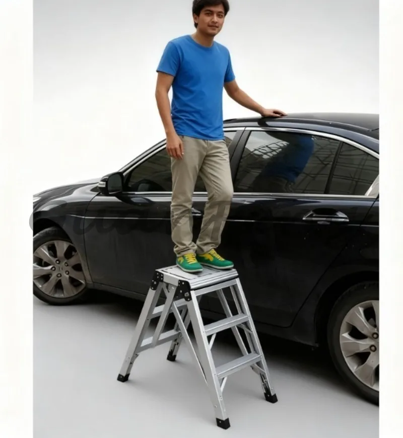 Aluminum Alloy Foldable Car Wash Table 108x50x41cm, Footstool Ladder for Construction, Decoration and Maintenance Work