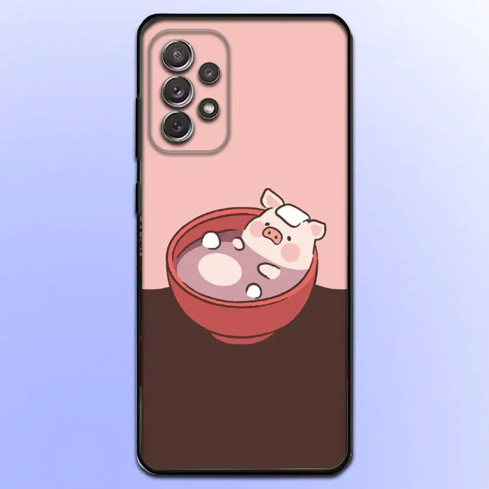 Cartoon L-LuLu Pig Phone Case  For Samsung S25,S24,S21,S22,S23,S30,Ultra,S20,Plus,Fe,Lite,Note,10,9,5G Black Cover