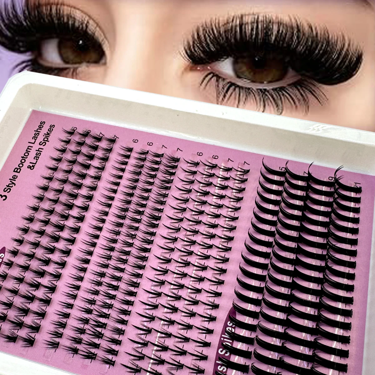 Bottom&Spiky Lashes Clusters Volume Individual Lashes Cluster Extensions Spikes Lashes Clusters DIY Fairy/Manga Eyelash