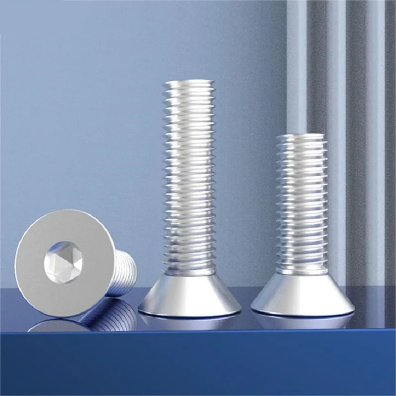 M3 M4 M5 Aluminium Alloy Hexagon Hex Socket Countersunk Screw Flat Head Allen Bolts 6061