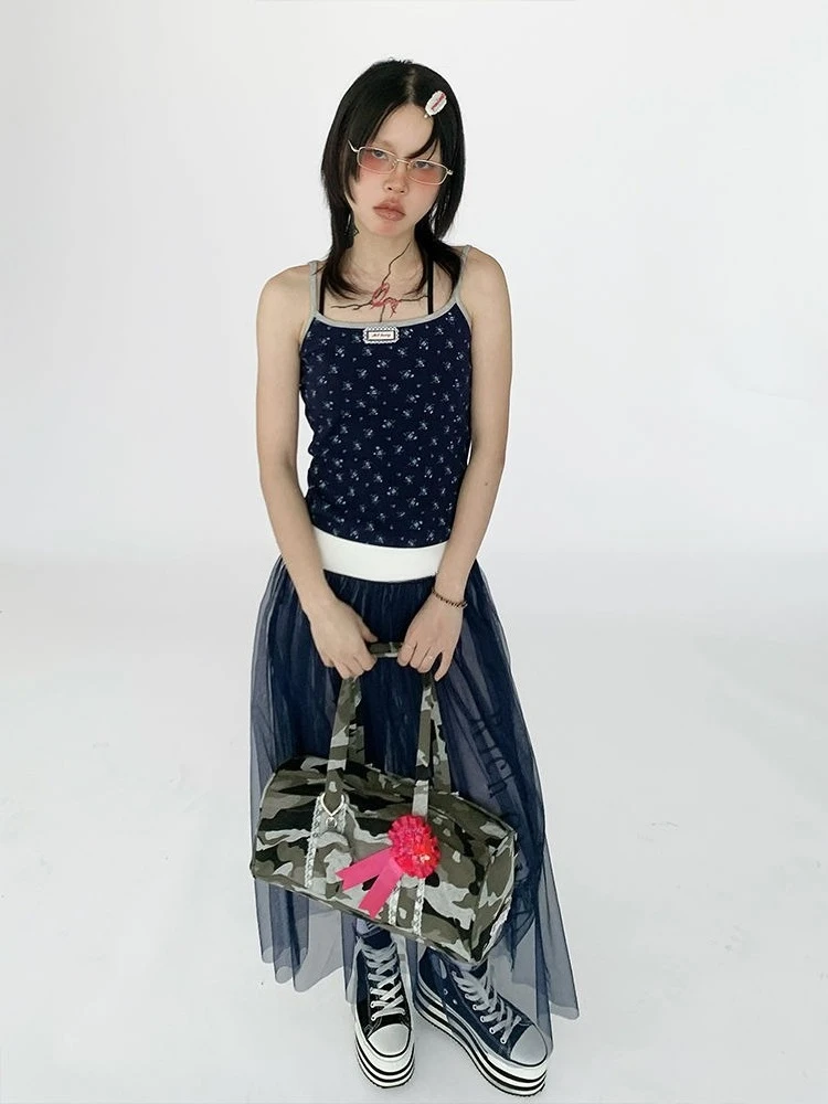 الصيف اليابانية الطباعة تانك القمم المرأة Y2k الجمالية الجناح المرقعة سليم صالح الدبابات الجرونج الجوف خارج ضمادة اقتصاص بروتيل