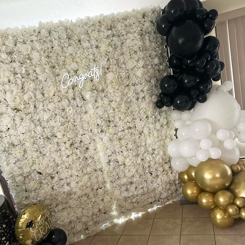 

1 PC Flower Wall Panel 3D Silk Rose Floral Wall Decorative Faux Flower Wall Background for Wedding Home Decoration Party Design