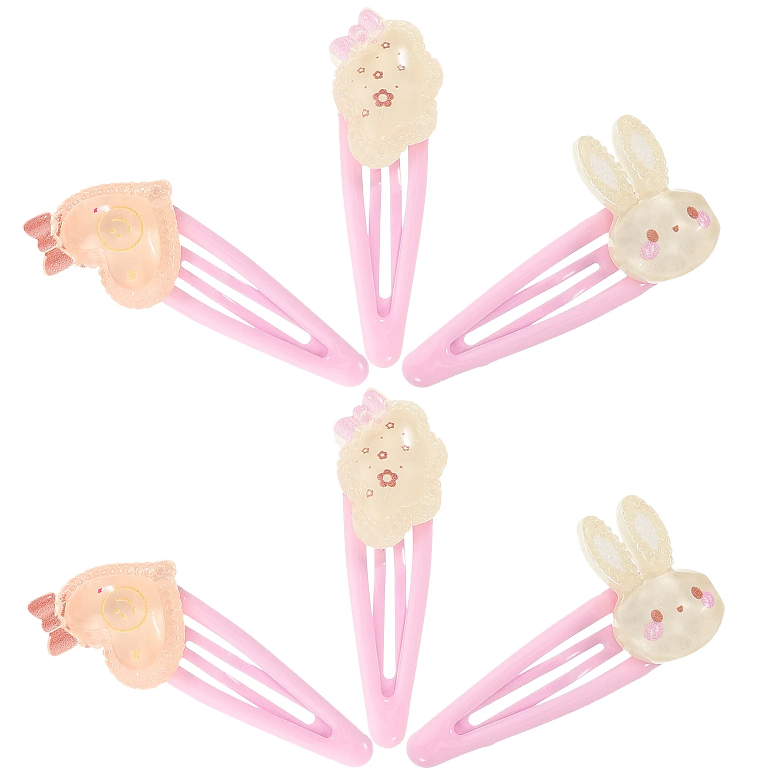 

6 шт. заколки для волос для маленьких девочек, милые заколки с сердечками и кроликом, детские аксессуары для волос, заколки для волос, подарки на день Святого Валентина