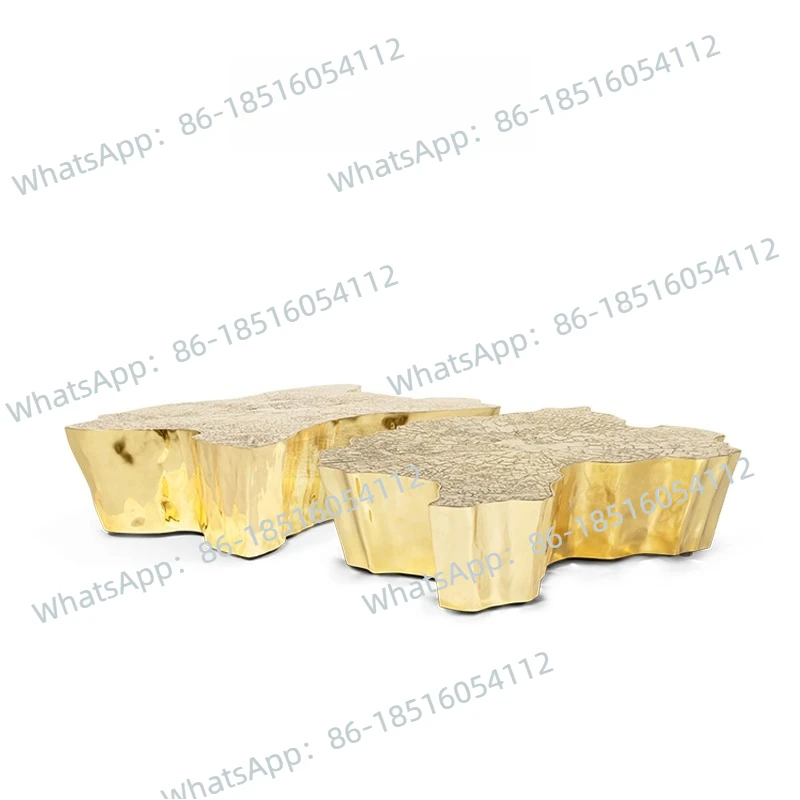 Italian Light Luxury Tree Root Coffee Table Villa Etched Metal Special-shaped Designer Household High-end Tea Table