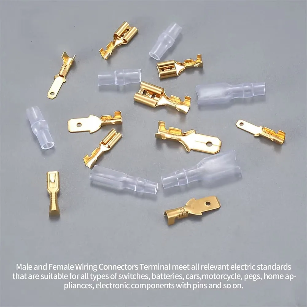 180pcs Female Male Spade Crimp Connectors Electrical Lugs Terminal 2.8/4.8/6.3mm Insulating Wire Quick Splice Assortment Kit