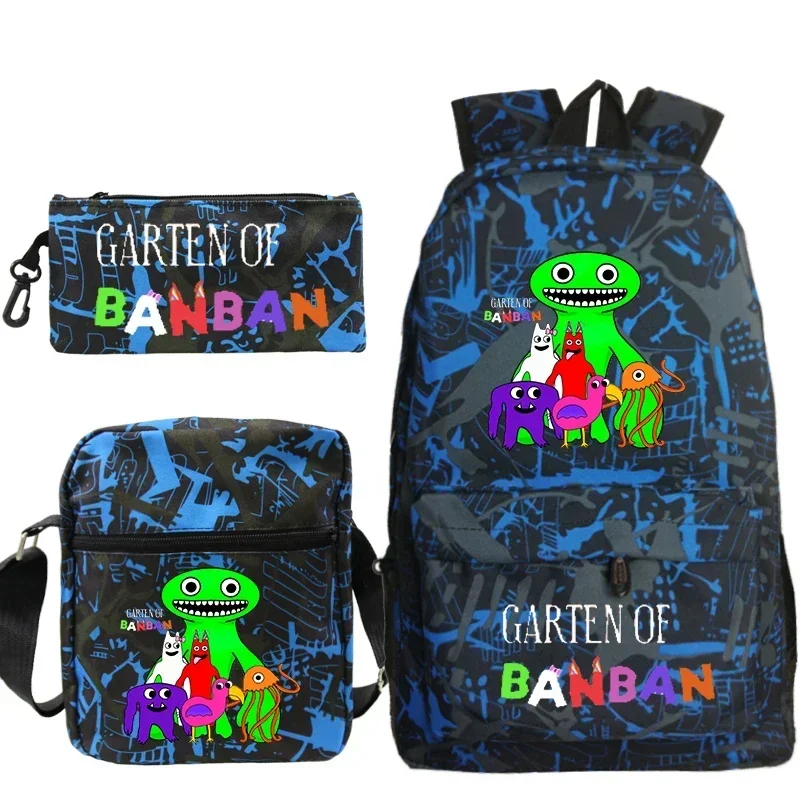 3Pcs/set Garten of Banban Print Backpack Travel Outdoor Daypack Boy Girl Schoolbag Children Casual Rucksack Shoulder Bag Pen Bag