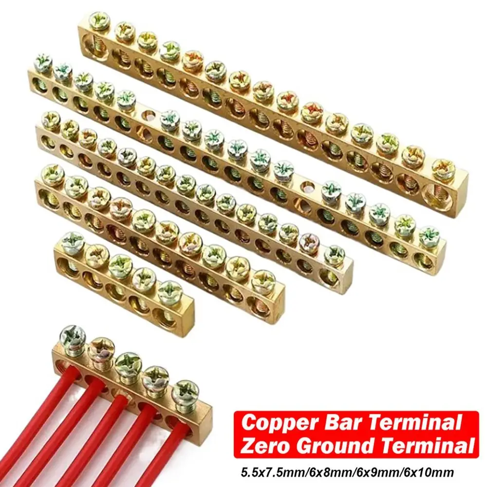Screw Connector Copper Wire Connector Multi-specification With Hole Screw Brass Connection Row Copper Bar Terminal Electrical