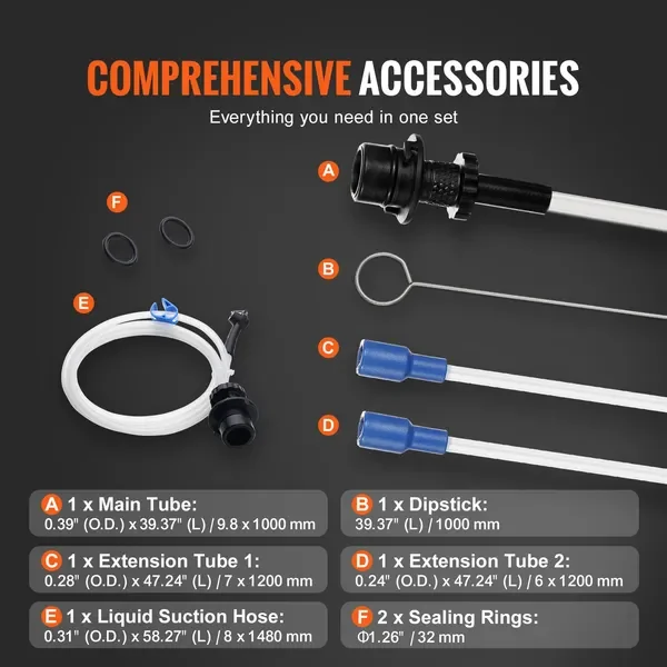 流体抽出器、1.74ガロン（6.5リットル）、手動式オイルチェンジャー、真空流体抽出器、ディップスティックとホース付き