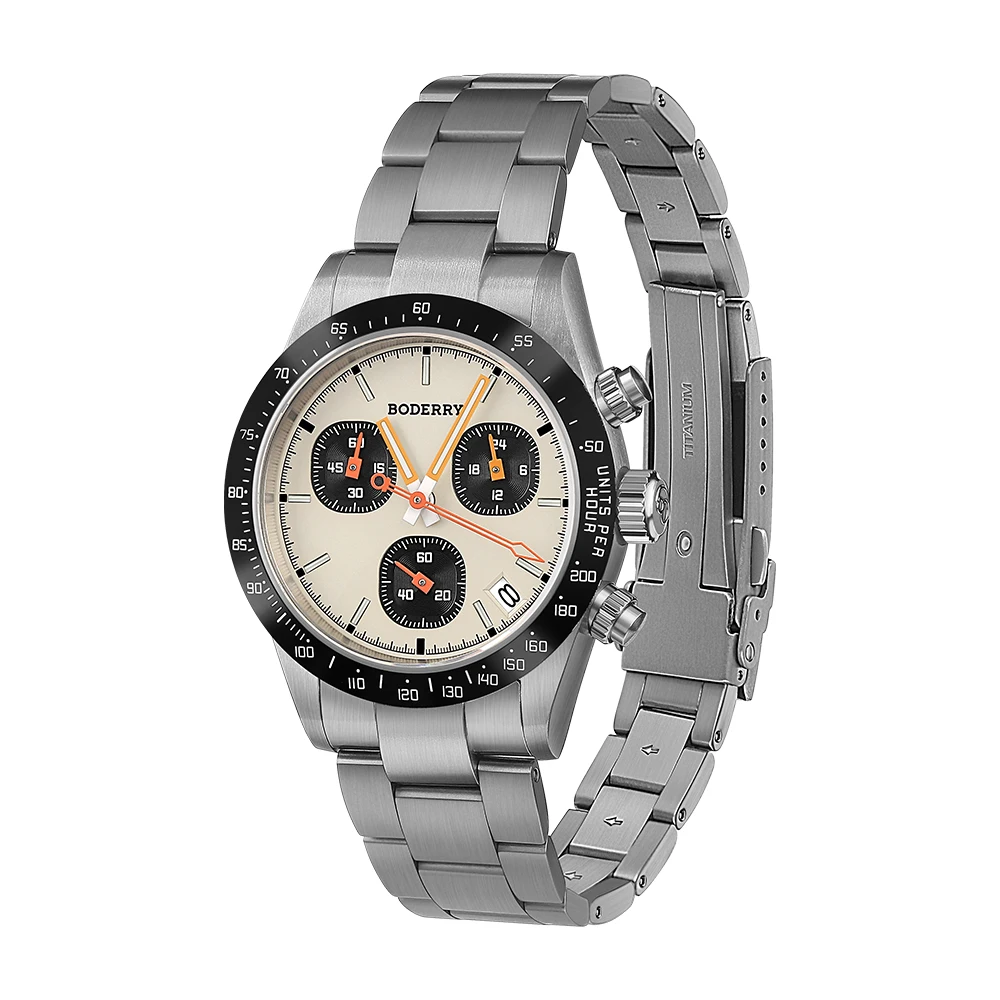 Boderry GOLDACE Titanium Chronograph Watch Mecha-Quartz Movement Luminous Business Wristwatch 100M Waterproof Clock