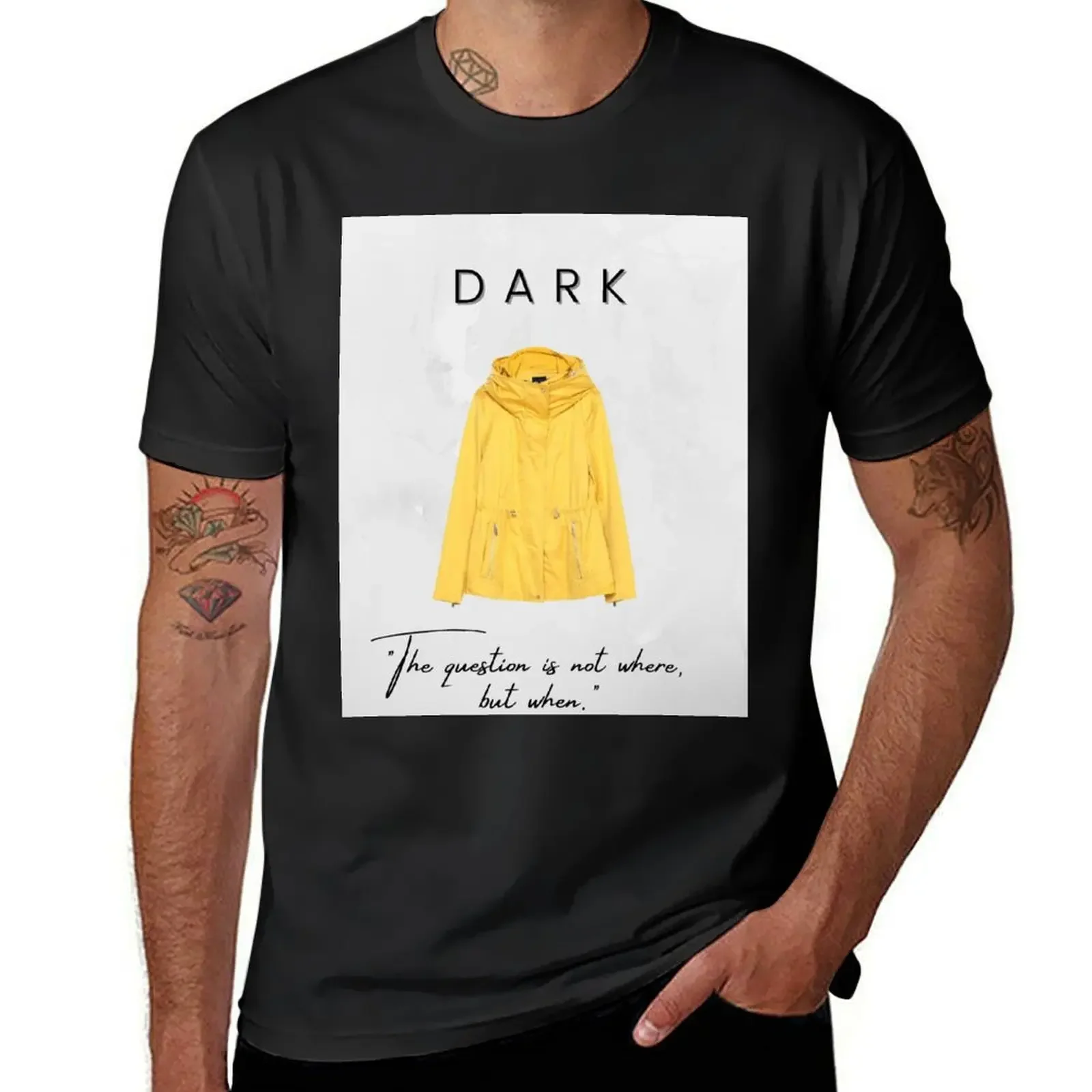 Yellow raincoat T-Shirt customizeds cute tops kawaii clothes t shirt men 100℅ cotton