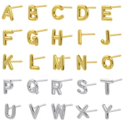 ZHUKOU gold color 26 letters stud earrings brass women Ladies earrings fashion initial A-Z 26 letters earrings wholesale VE816