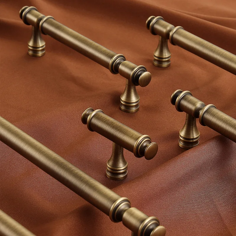 Nordic Solid Brass Furniture Pulls Gold/Bronze for Wardrobe and Drawer Kitchen Cabinet Shoe Cabinets Handles