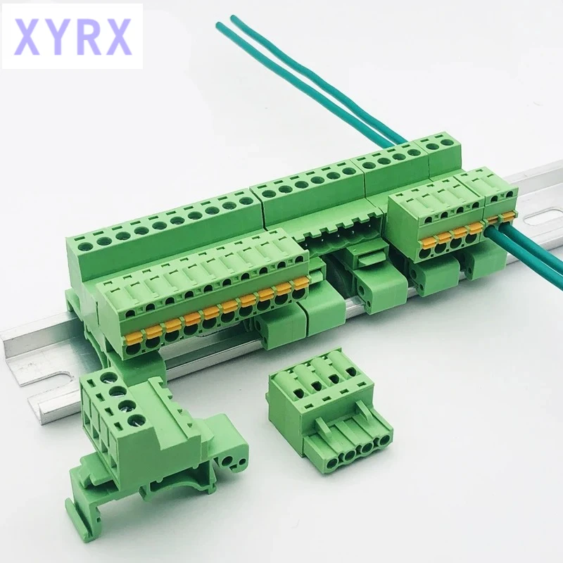 1Sets 2-24pin 2EDG-UKR-5.08mm Rail Terminal Block Pitch 5.08mm Screw Plug-in Terminal Blocks Connector Din Rail Mounting Instead