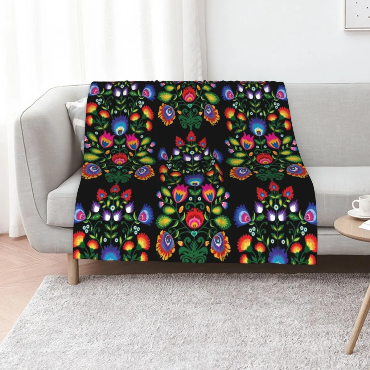 Polish Folklore Wycinanki Throw Blanket Decorative Sofa Heavy Fashion Sofas Moving Polar Shaggy Blankets