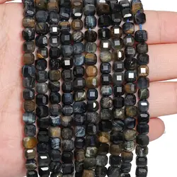 6mm 8mm Faceted Natural Black Tiger Eye Square Stone Beads DIY Bracelet Neckalce Loose Beading For Jewelry Making
