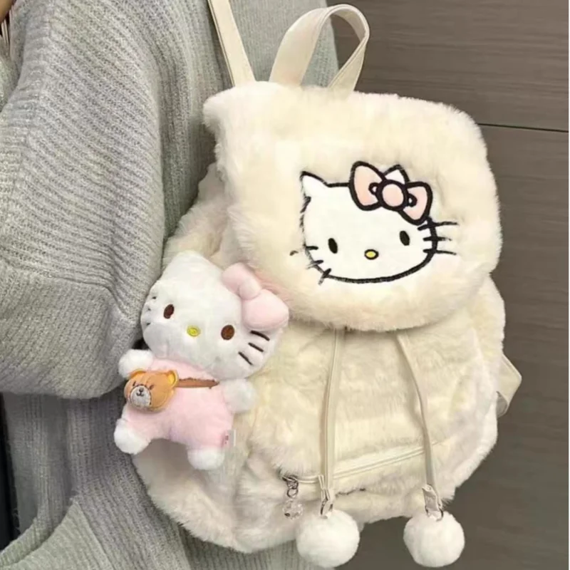 Hello Kitty My melody Kuromi anime peripheral cartoon cute plush backpack creative kawaii large capacity school bag wholesale