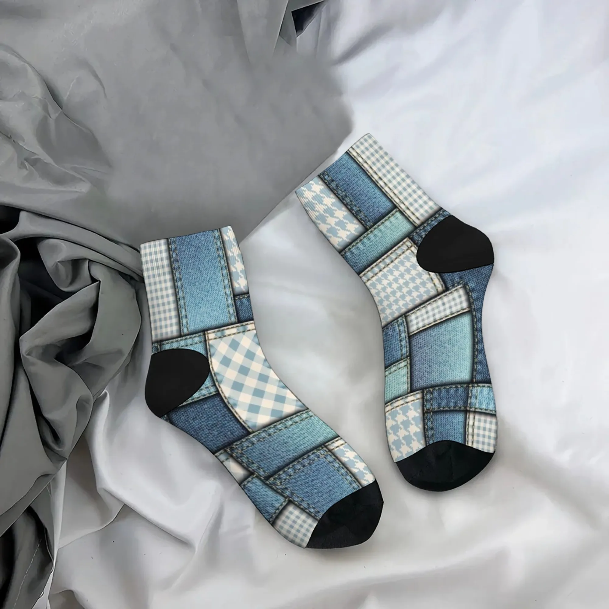 Calzini corti stile scozzese blu Miscela di poliestere Calzini casual comodi per donna Uomo Unisex Morbidi e traspiranti Leggeri