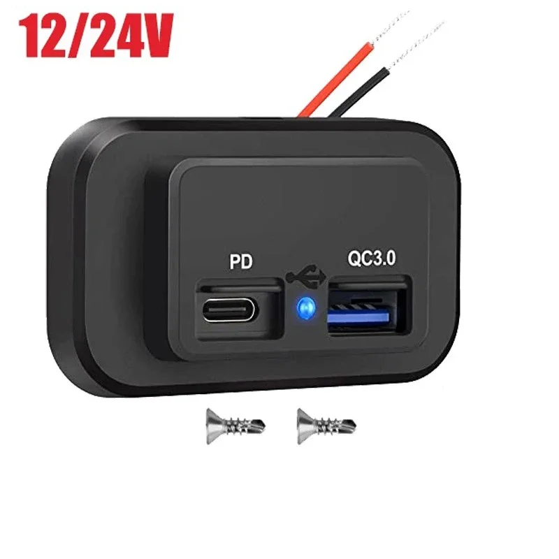 12V/24V USB-Ladebuchse fürs Auto, Wohnmobil-USB-Panel, mobiles Ladegerät QC3.0+PD3.0, schnelles Laden für Wohnmobile, Busse, Reisefahrzeuge, Boote