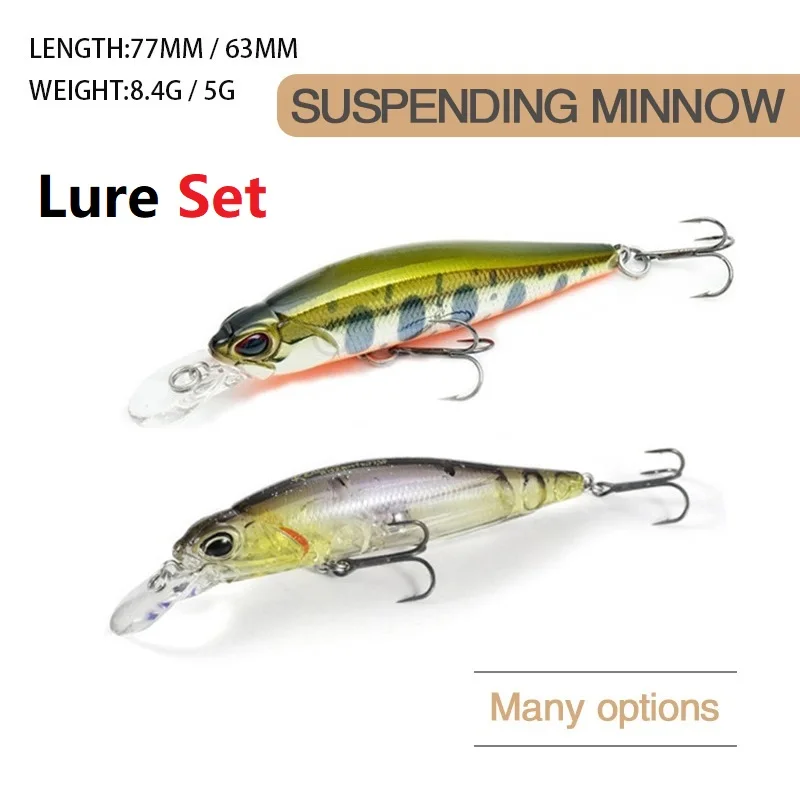 

5g 8.4g 63mm 77mm Minnow Fishing Lure Set Suspension Isca Artificial Crankbat Swimbait Whopper Plopper Pesca Bass Pike Trout