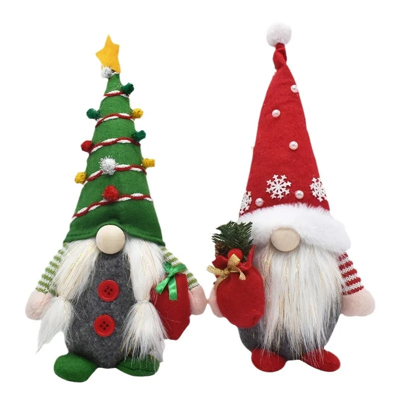 Nieuwe kerstversiering, gezichtsloze kerstpop, ornament, kerstman, woonkamer, raamdecoratie