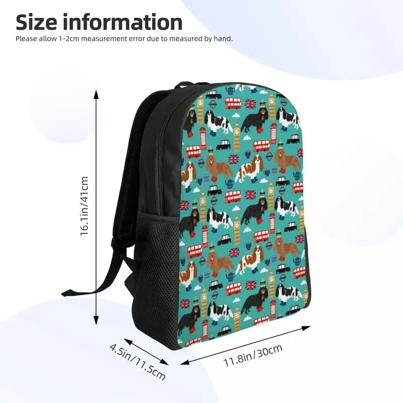 Mochilas personalizadas para hombre y mujer, morrales básicos de Cavalier King Charles Spaniel en Londres para la escuela, mochilas para perros y Mascotas