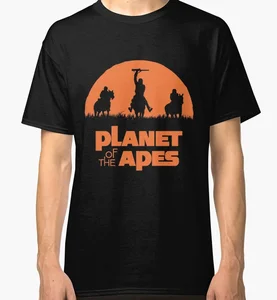 Planet Kera Kaos Hitam Pria Kaos Pakaian Kaos Pria Kaos Lengan Pendek Lucu Warna Solid Fashion Streetwear 6 penjualan terbaik planet kera - №