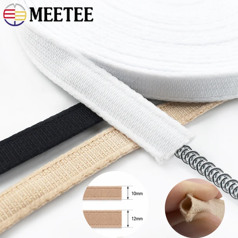 10/20Meters 10/12mm Nylon Underwire Channeling Bra Ribbon Tubular Hollow Protective Sleeve Bikini Clothing DIY Sewing Accessory