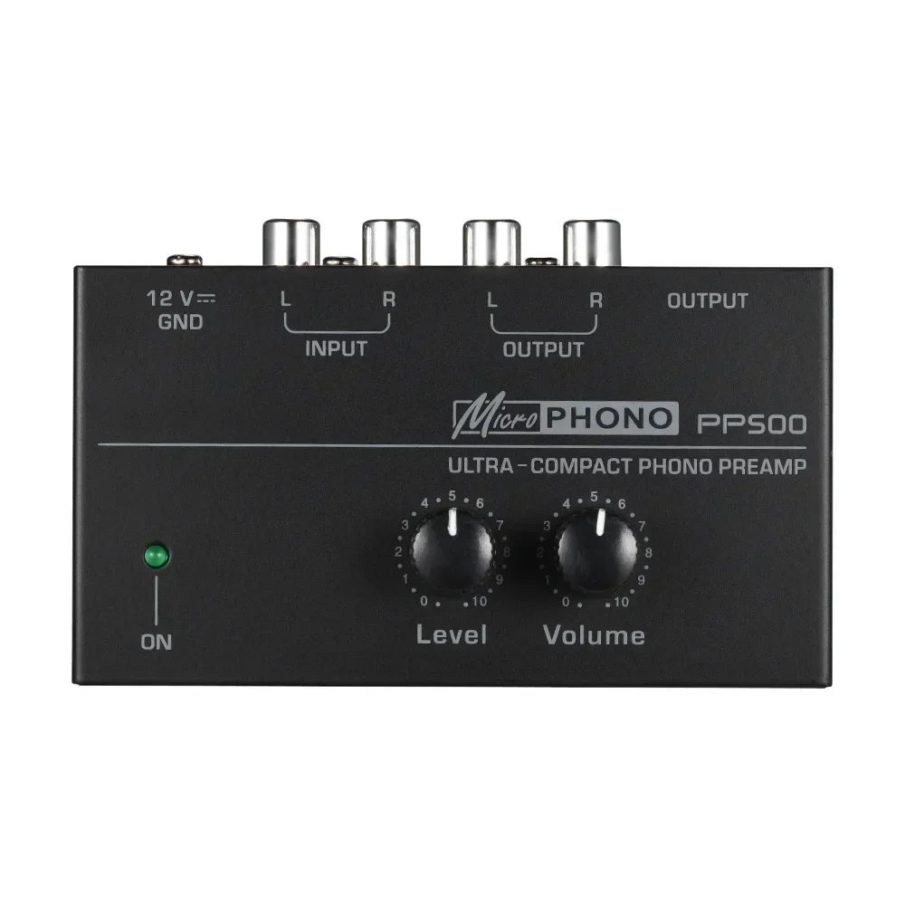 Ultra Compact PP500 Phono Preamplifier with Black Rubber Turntable Amplifier RCA Output and Low Noise Preamplifier