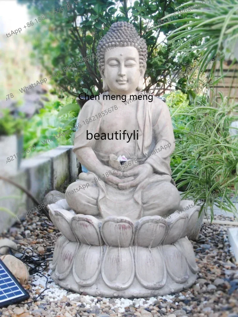 ss7486 new styleFortune as Endless as Flowing Water Buddha Ornament Hallway Resin Japanese Style Garden Gift Floor Water Landsca