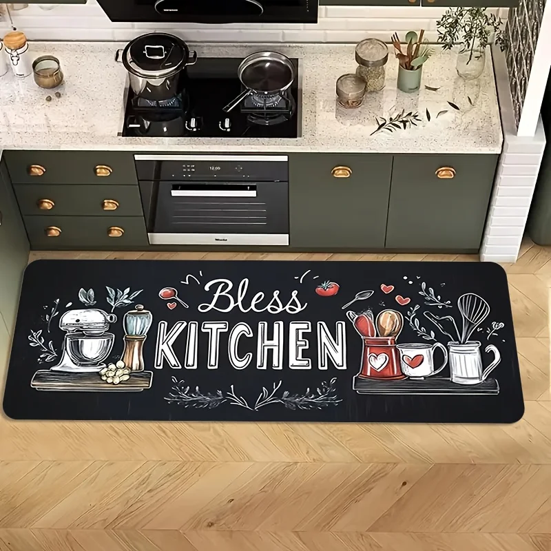 Vibrant Sunflower Kitchen Rug Black White Buffalo Plaid Runner Mat Modern Farmhouse Botanical Hallway Accent Home Decor