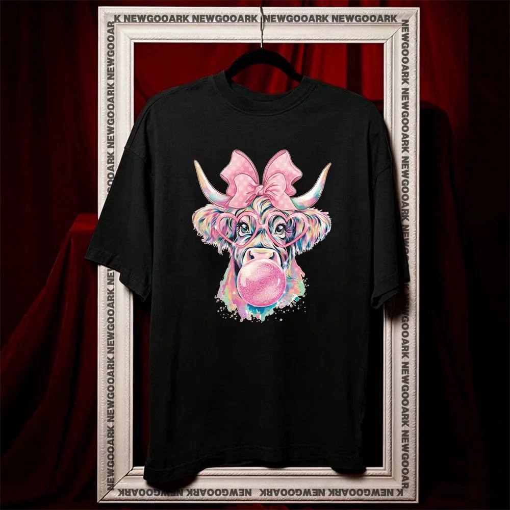 Coquette Highland Cow Bubblegum shirt summer cotton woman man graphic t shirts Adult O-neck camisetas tops tee