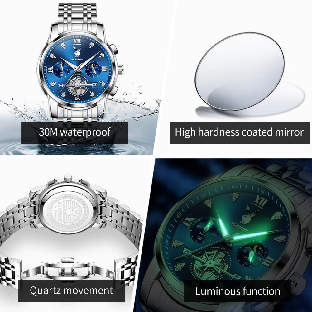 Men's Authentic Multifunctional Quartz Watch by Playboy