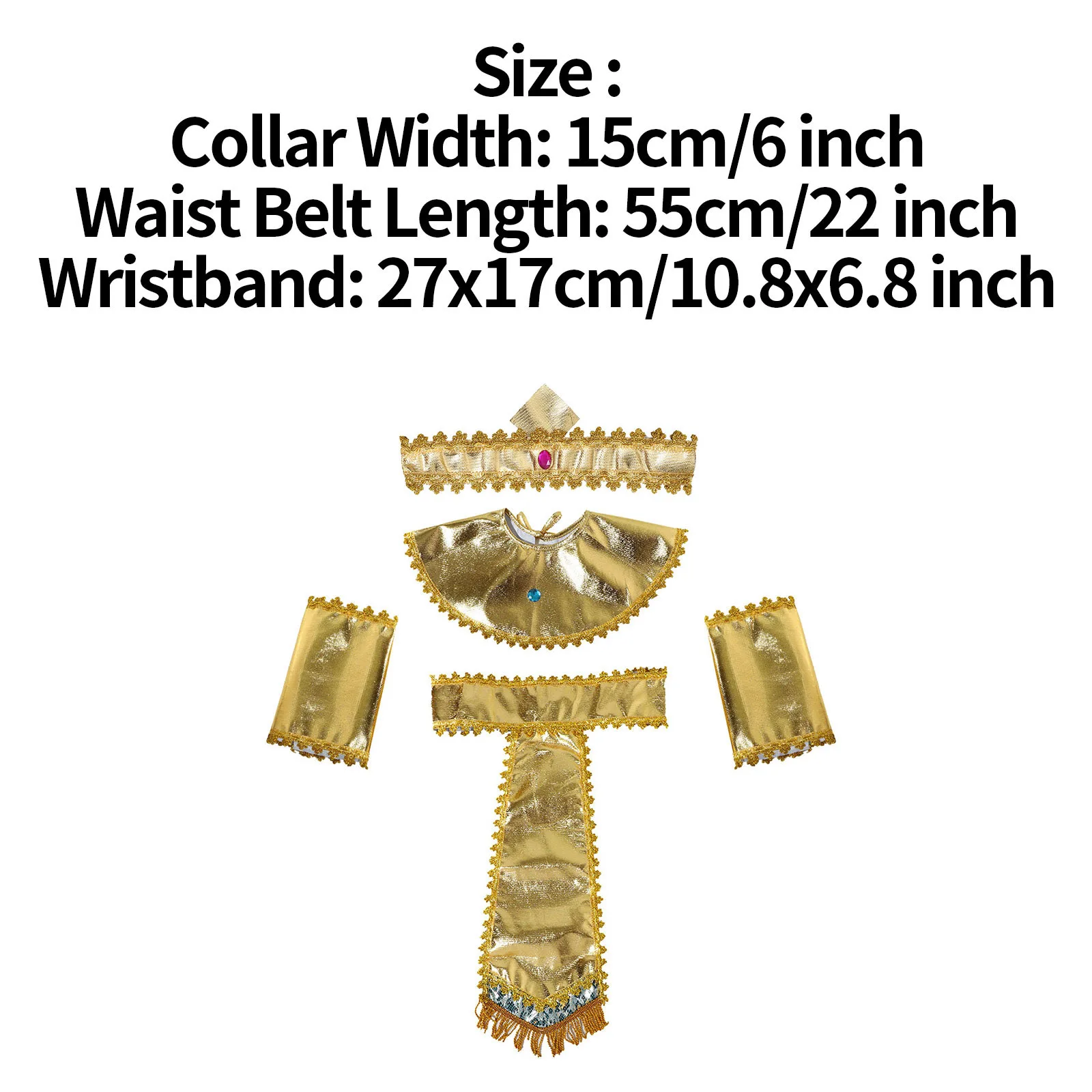 Halloween Pharaoh Egyptian King God Cosplay Costume Prop Cleopatra Godness Role Play Clothes Luxury Gold Trim Shiny Accessories