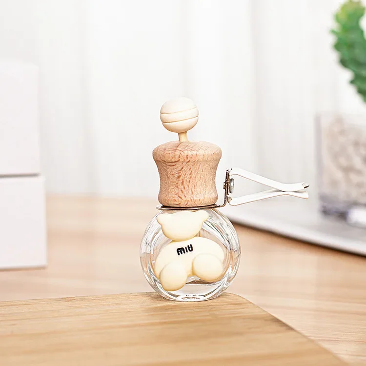 Car Fragrance Empty Glass Bottle Cute Car Air Freshener Bottle Perfume Clip Air Vent Outlet Aromatherapy Essential Oils Diffuser